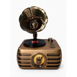 Nostaljik Şarjlı Bluetooth Fm Radyo & Işıklı Gramofon Hoparlör RT-704