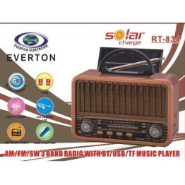 Güneş Enerjili Bluetoothlu Nostaljik Radyo RT-834