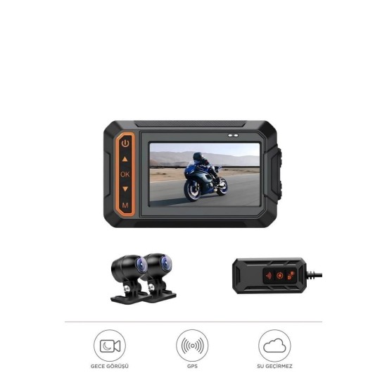 Aksiyon Kamerası Ultra Hd Wifi Panaromik Gözetleme Motorsiklet Kamerası M5F Siyah