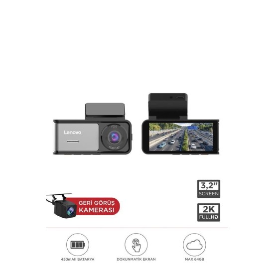 toptan-xml-dropshipping-R1-5369 Siyah 2K Wifi Araç içi Dokunmatik Ön Ve Arka Araç Kamerası