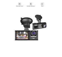 Araç İçi Kamera Gece Görüşlü LCD Ekranlı 1080P 3 Kameralı Araç Kamerası TA01 Siyah