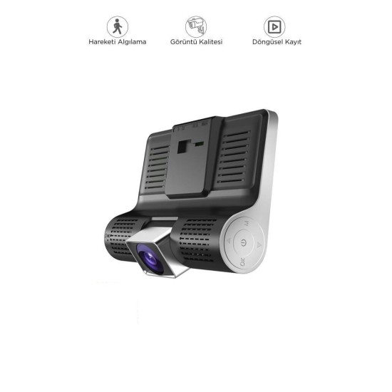 toptan-xml-dropshipping-Araç İçi Kamera Gece Görüşlü 1080P G Sensörlü 3 Kameralı Geri Görüş Kamerası TA02 Siyah