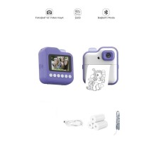Dijital Fotoğraf Makineleri Çocuk Termal Resim Kağıt Baskılı Yazıcı Kamera Video Makinesi CMR15 Mor