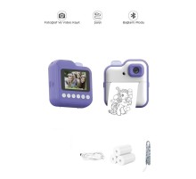 Dijital Fotoğraf Makineleri Çocuk Termal Resim Kağıt Baskılı Yazıcı Kamera Video Makinesi CMR15 Mor