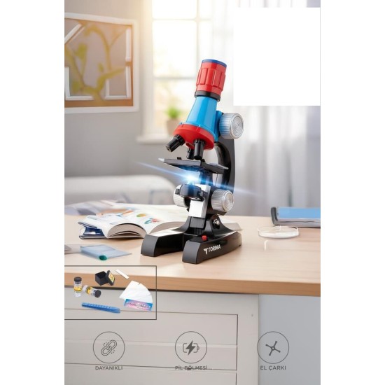 toptan-xml-dropshipping-Mikroskop Led Işıklı 6-12 Yaş Çocuklar İçin Eğitici Bilim Mikroskobu Seti TSM01 Siyah