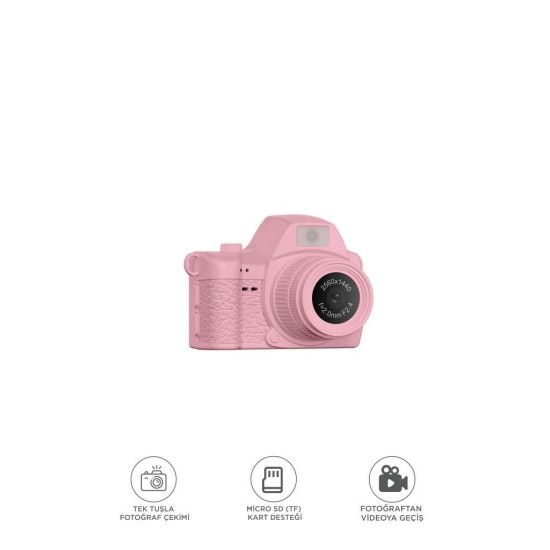 Dijital Fotoğraf Makineleri Video Mini Kamera 2K Video 128GB Destekli CMR42 Pembe