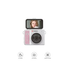 Mini Dijital Kamera Video Kamera 2K Flip Ekranlı CMR46 Pembe