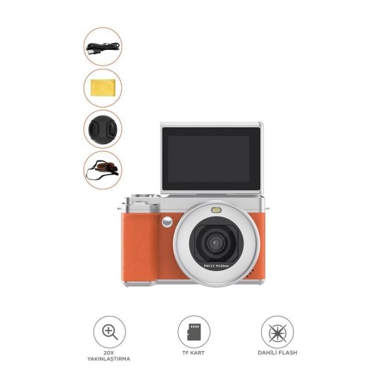 Dijital Fotoğraf Video Kamera Wifi 5K CMR45 Turuncu