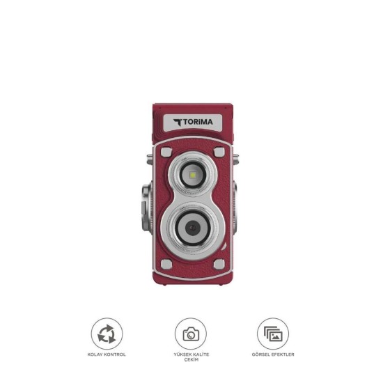 Mini Retro Dijital Fotoğraf Makinesi Video Kamera 1080P CMR44 Kırmızı