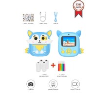 Dijital Fotoğraf Makineleri Çocuk Termal Resim Kağıt Baskılı Yazıcı Kamera Video Makinesi CMR20 Mavi