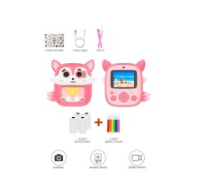 Dijital Fotoğraf Makineleri Çocuk Termal Resim Kağıt Baskılı Yazıcı Kamera Video Makinesi CMR20 Pembe