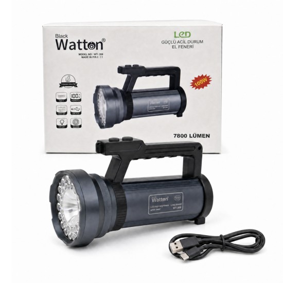 toptan-xml-dropshipping-100W Işık Gücü 7.800 Lümen Şarjlı Güvenlik Feneri WT-399