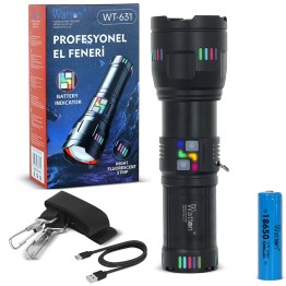 30000 Lümen Profesyonel El Feneri Yüksek Performanslı Güçlü LED Aydınlatma WT-631
