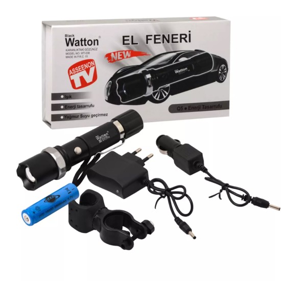 Zoomlu Şarjlı LED El Feneri Uzun Menzilli Profesyonel Aydınlatma Sistemi WT-038