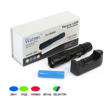 10W 2000 Lümen 4 Renkli Güçlü LED El Feneri Yüksek Performans Aydınlatma WT-605