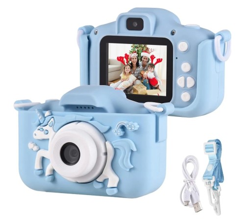 toptan-xml-dropshipping-Mini Karikatür Çocuklar Dijital Kamera 1080P Mavi