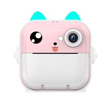 Anlık Termal Yazıcılı Dijital Çocuk Kamerası 2.0 Inc HD Şipşak Fotoğraf Makinesi AE110 Pembe