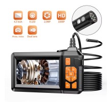 10 Mt Ekranlı 3 Kameralı Endoskop Yılan Kamera Hafıza Girişli Sert Kablo Işıklı 8 MM