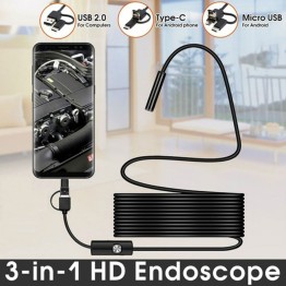 Endoskop 3 in 1 Yılan Kamera USB Micro Usb Type-C 7M Sert Kablo
