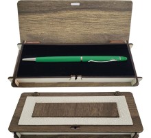 Deri Ahşap Kutulu Yeşil Dokunmatik Kalem