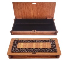 Ahşap Deri Kalem Kutusu Süngerli