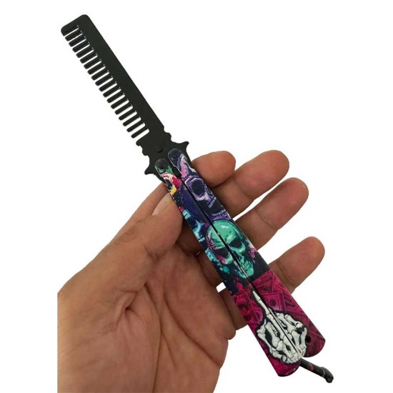 toptan-xml-dropshipping-Metal 21 Cm Kelebek Tarak Kurukafa Tasarımlı