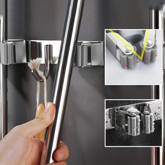 toptan-xml-dropshipping-Dört Kancalı Askılık Üç Klıpslı Paspas Süpürge Tutucu