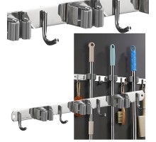 Dört Kancalı Askılık Üç Klıpslı Paspas Süpürge Tutucu