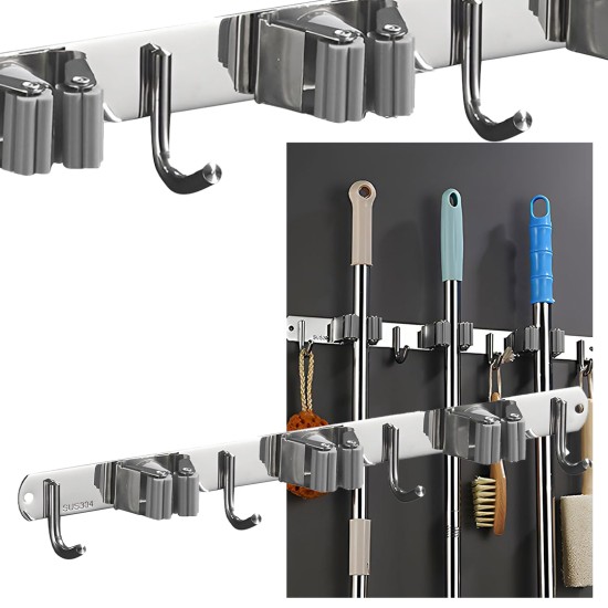 toptan-xml-dropshipping-Dört Kancalı Askılık Üç Klıpslı Paspas Süpürge Tutucu