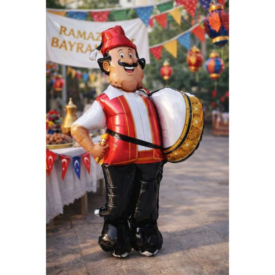 toptan-xml-dropshipping-Ramazan Bayramı Süsleme Dekoru - Ramazan Davulcusu Folyo Balon 120 Cm