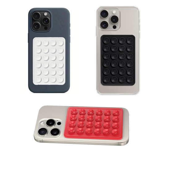 toptan-xml-dropshipping-Telefon Arkası Silikon Vantuz Güçlü Tutucu Siyah - Beyaz - Kırmızı 3 Lü Set