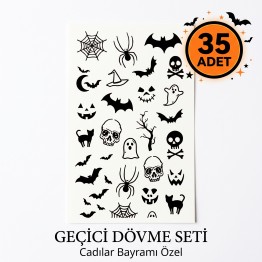 Cadılar Bayramı (Halloween) Özel – 35 Adet Mini Geçici Dövme Seti