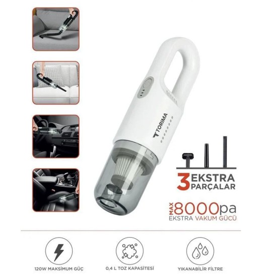 toptan-xml-dropshipping-Şarjlı Araç EL Süpürgesi El Beyaz A031B