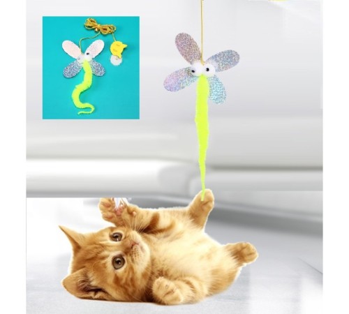 toptan-xml-dropshipping-Kelebek Model Elastik Kendinden Yapışkanlı Kedi Oyun Oltası