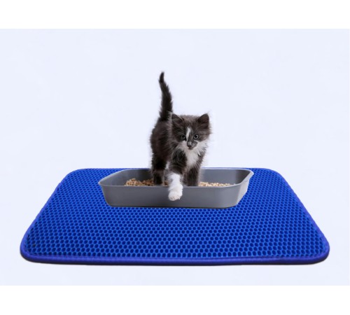 toptan-xml-dropshipping-Elekli Kedi Tuvalet Önü Kedi Paspası Mavi