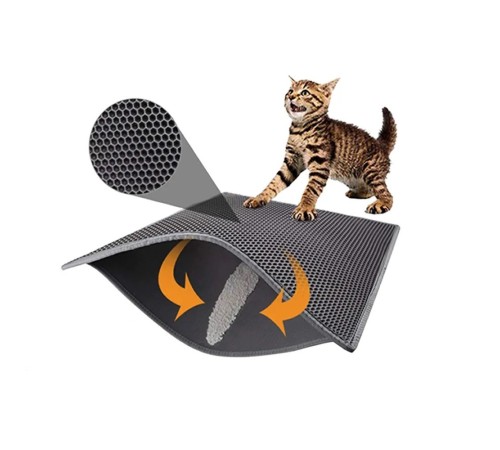 toptan-xml-dropshipping-Elekli Kedi Tuvalet Önü Kedi Paspası Gri