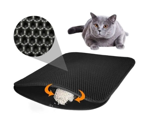 toptan-xml-dropshipping-Elekli Kedi Tuvalet Önü Kedi Paspası Siyah