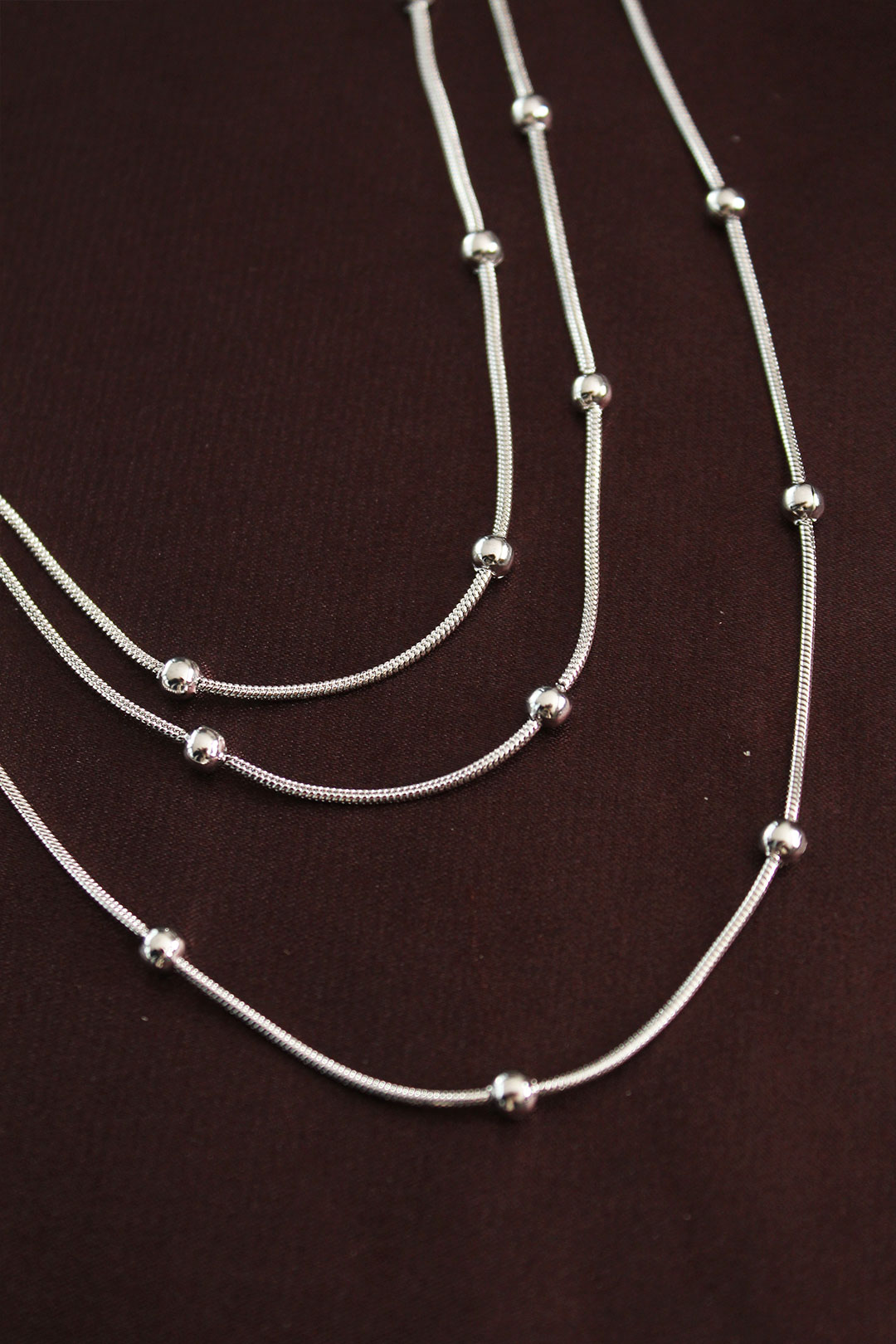 316L Çelik Gümüş Renk Minimal Topçuk Model Çoklu Kolye - TJ-BKO6332