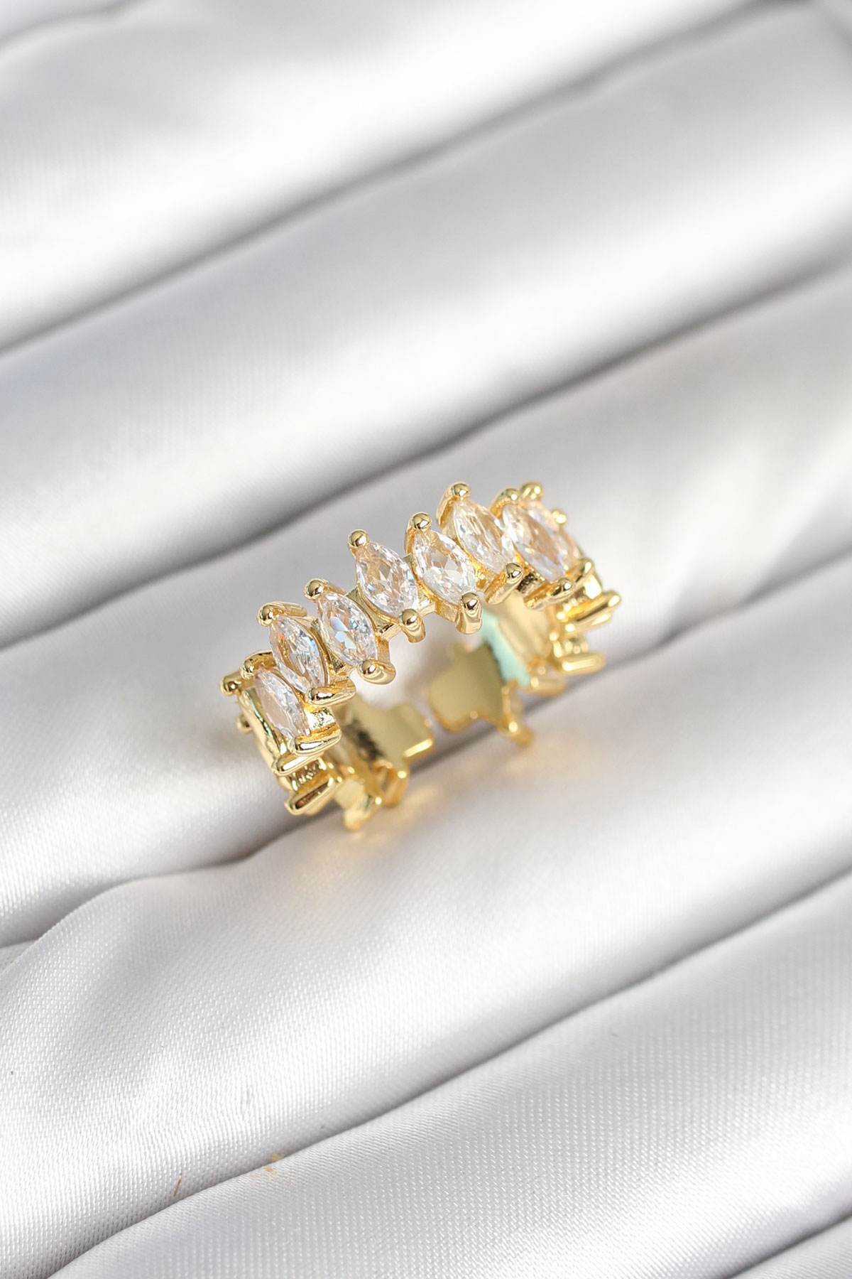 Pirinç Arpa Baget Zirkon Taşlı Kadın Yüzük - TJ-BYK3906