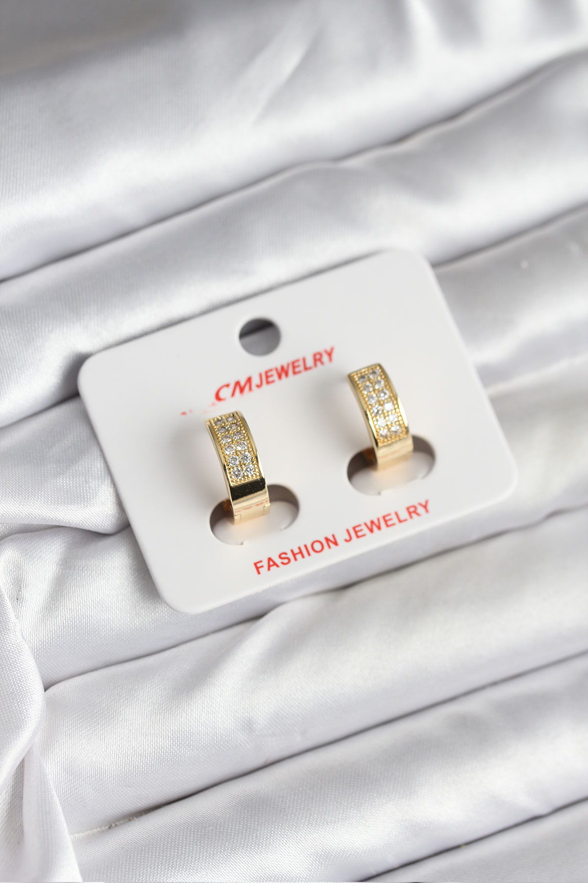 14K Gold Renk Kaplama Zirkon Taşlı Halka CM Kadın Küpe TJ-BKP11428