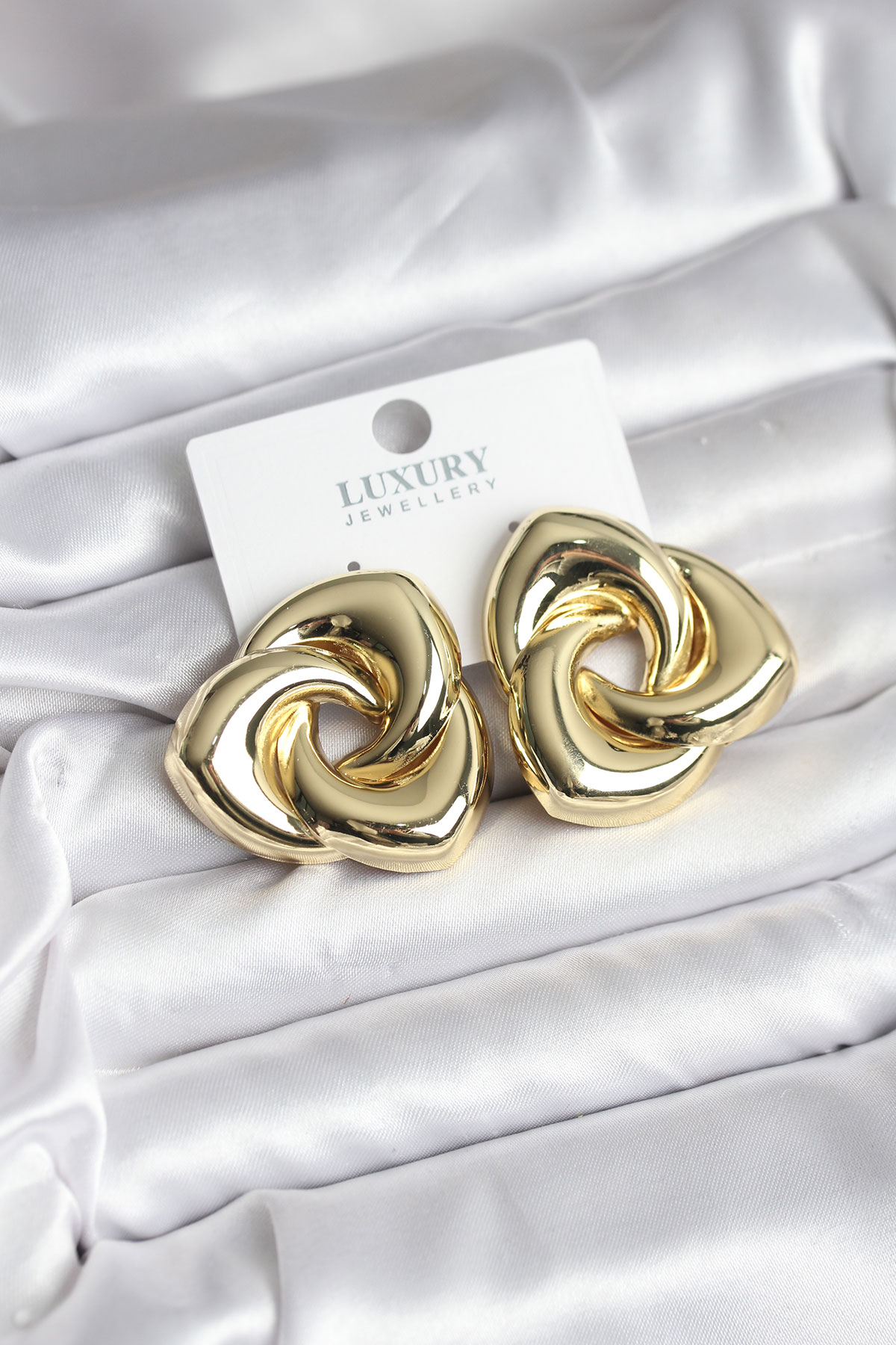 Pirinç Gold Renk Geometrik Vintage Kadın Küpe TJ-BKP11437