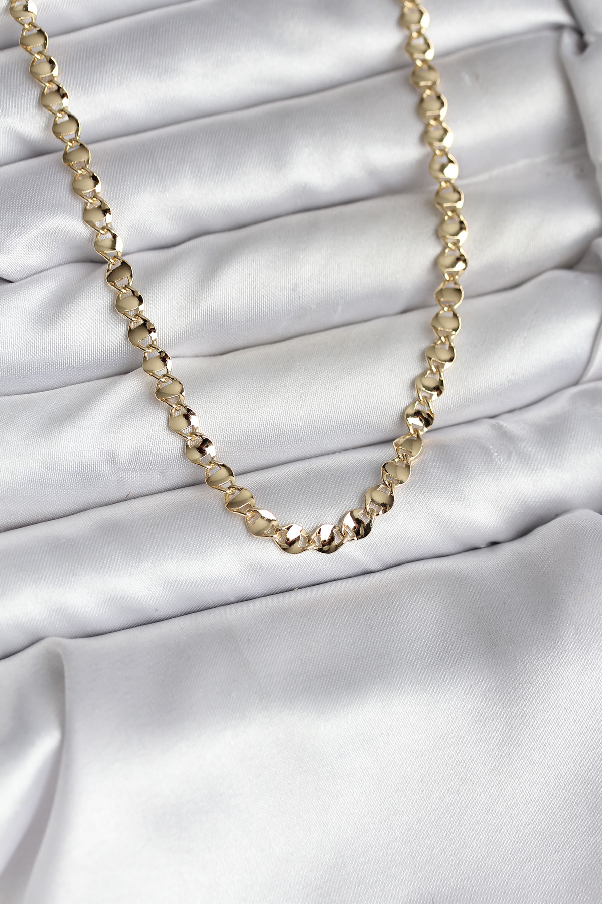 14K Gold Renk Kaplama Zincir Model CM Kadın Kolye - TJ-BKO10738