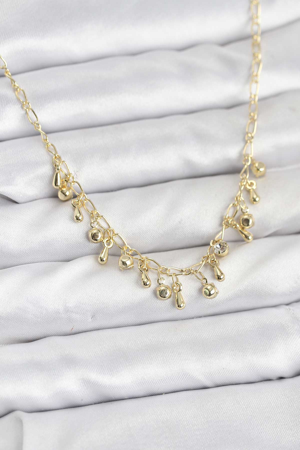 316L Çelik Zincir Gold Renk Kadın Kolye - TJ-BKO10786