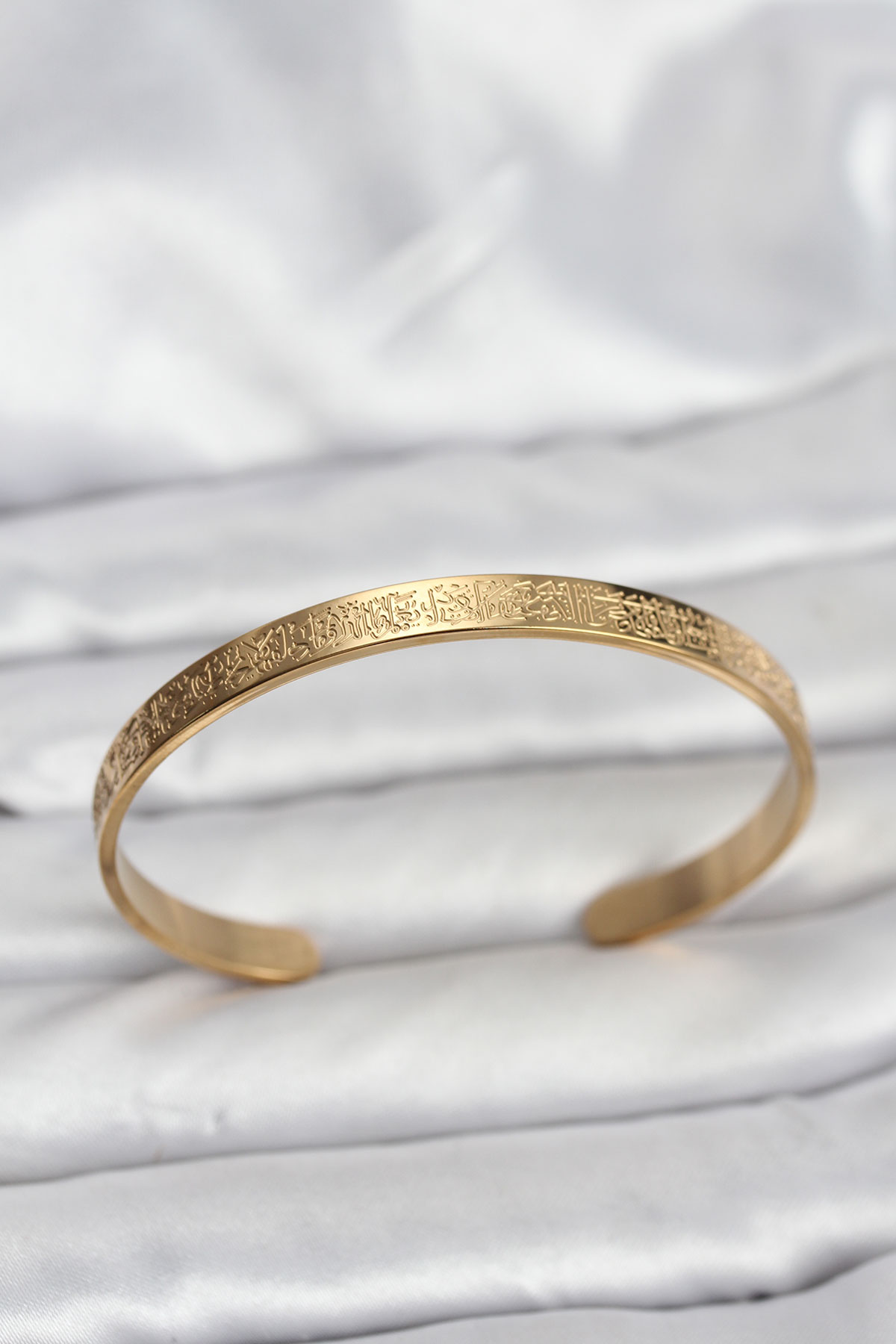 316L Çelik Gold Renk Ayetel Kürsi Yazılı Bileklik - TJ-BB8162