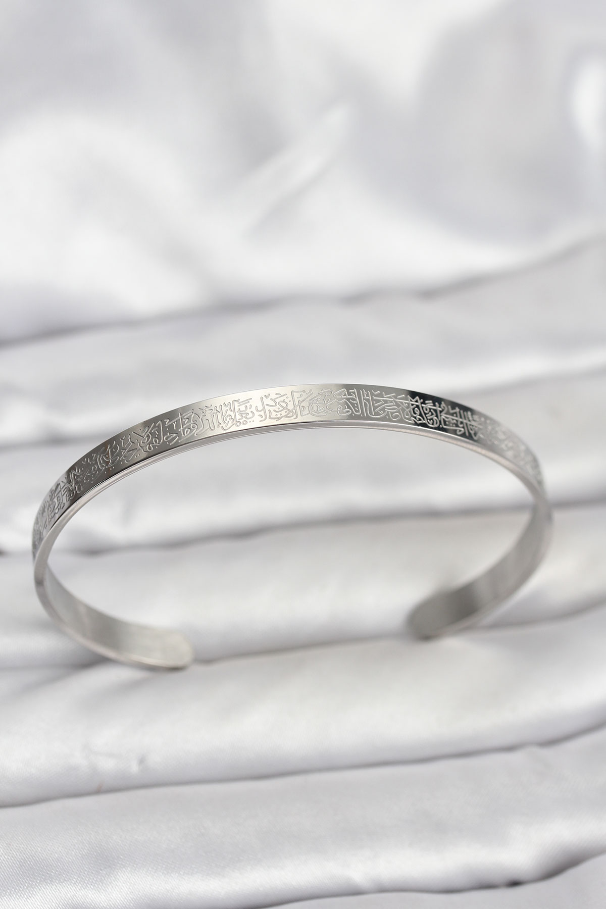 316L Çelik Gümüş Renk Ayetel Kürsi Yazılı Bileklik - TJ-BB8163