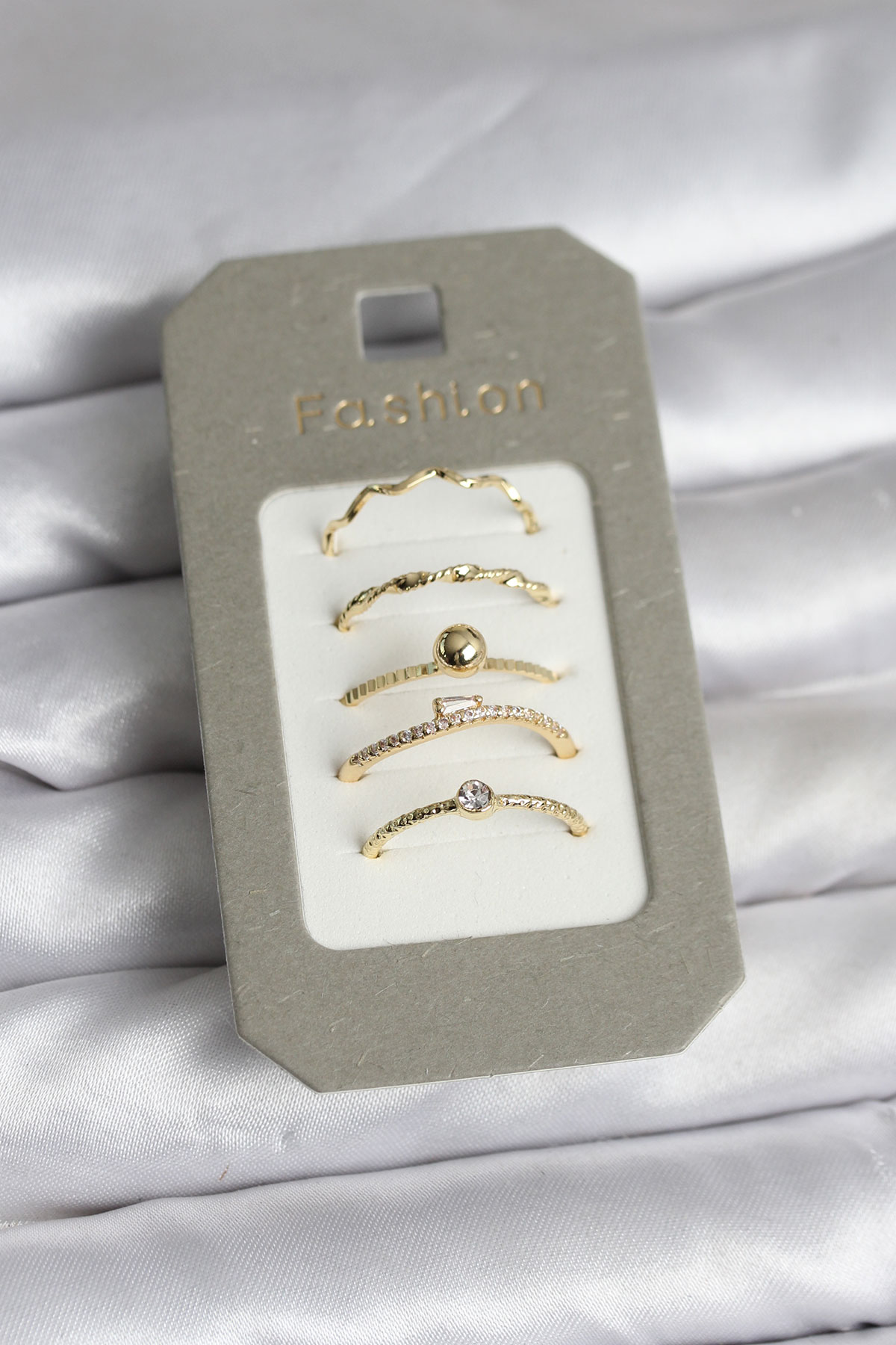 Pirinç Gold Renk 5'li Yüzük Seti - TJ-BYK3924