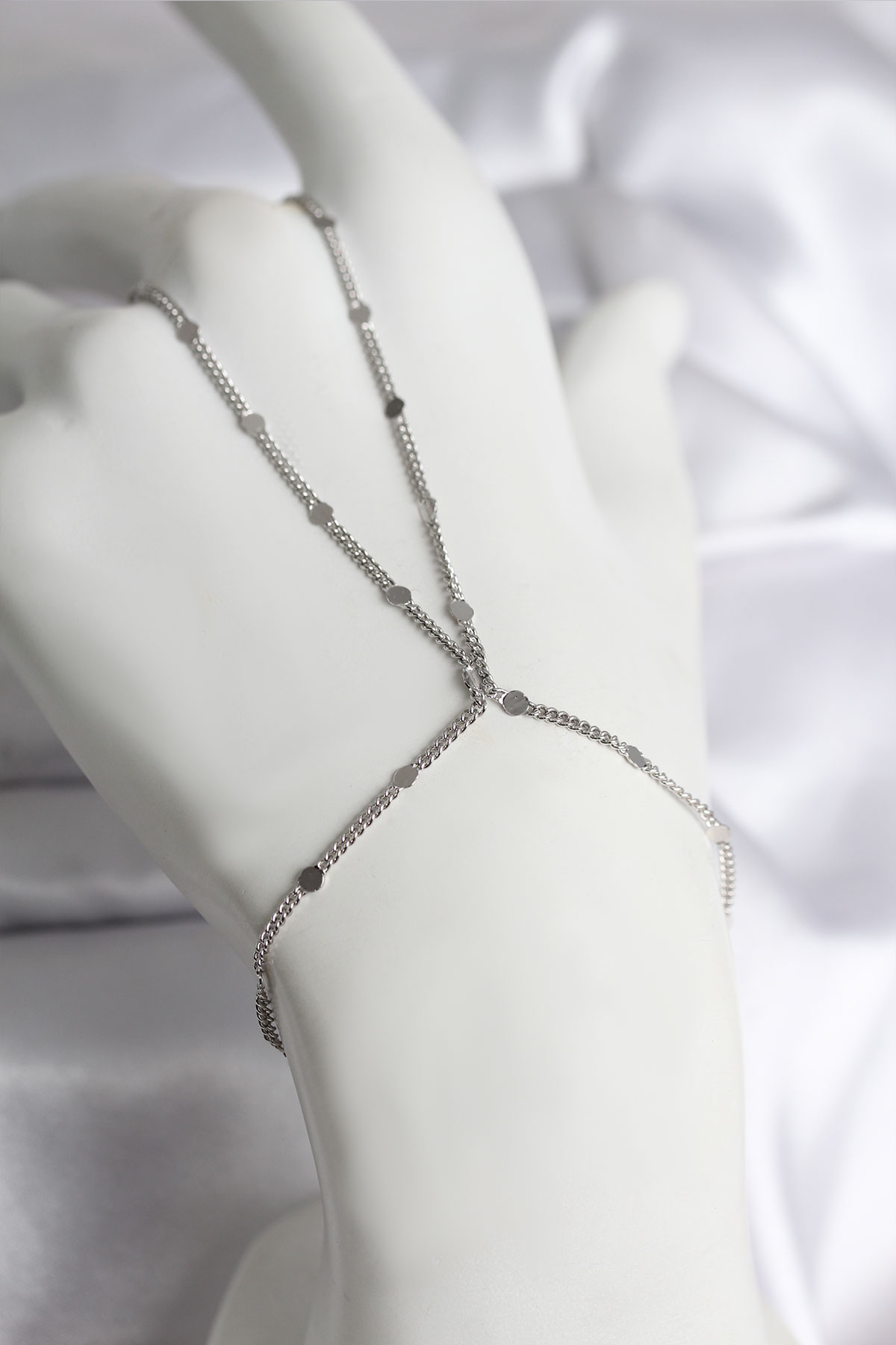 316L Çelik Gümüş Renk Parçalı Ezme Zincir Model Kadın Şahmeran - TJ-SN727