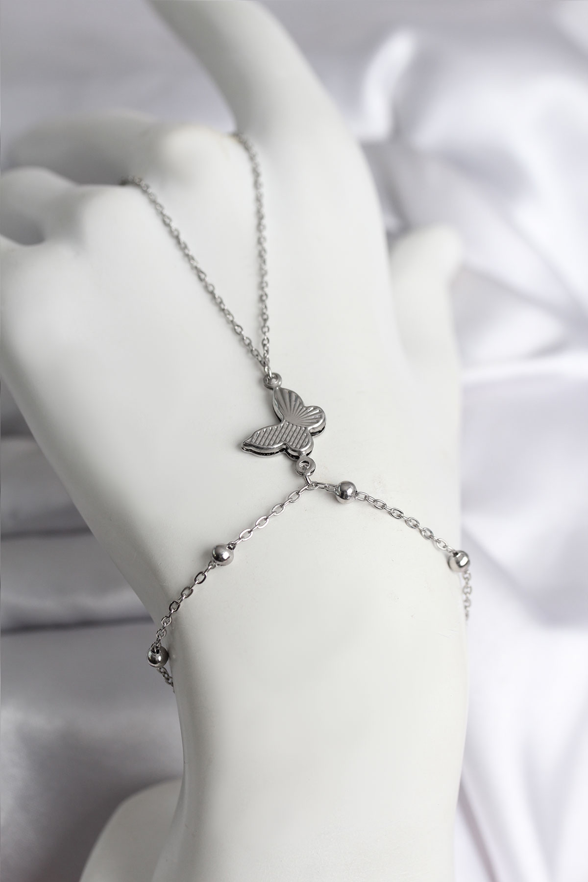 316L Çelik Gümüş Renk Kelebek Model Kadın Şahmeran - TJ-SN733