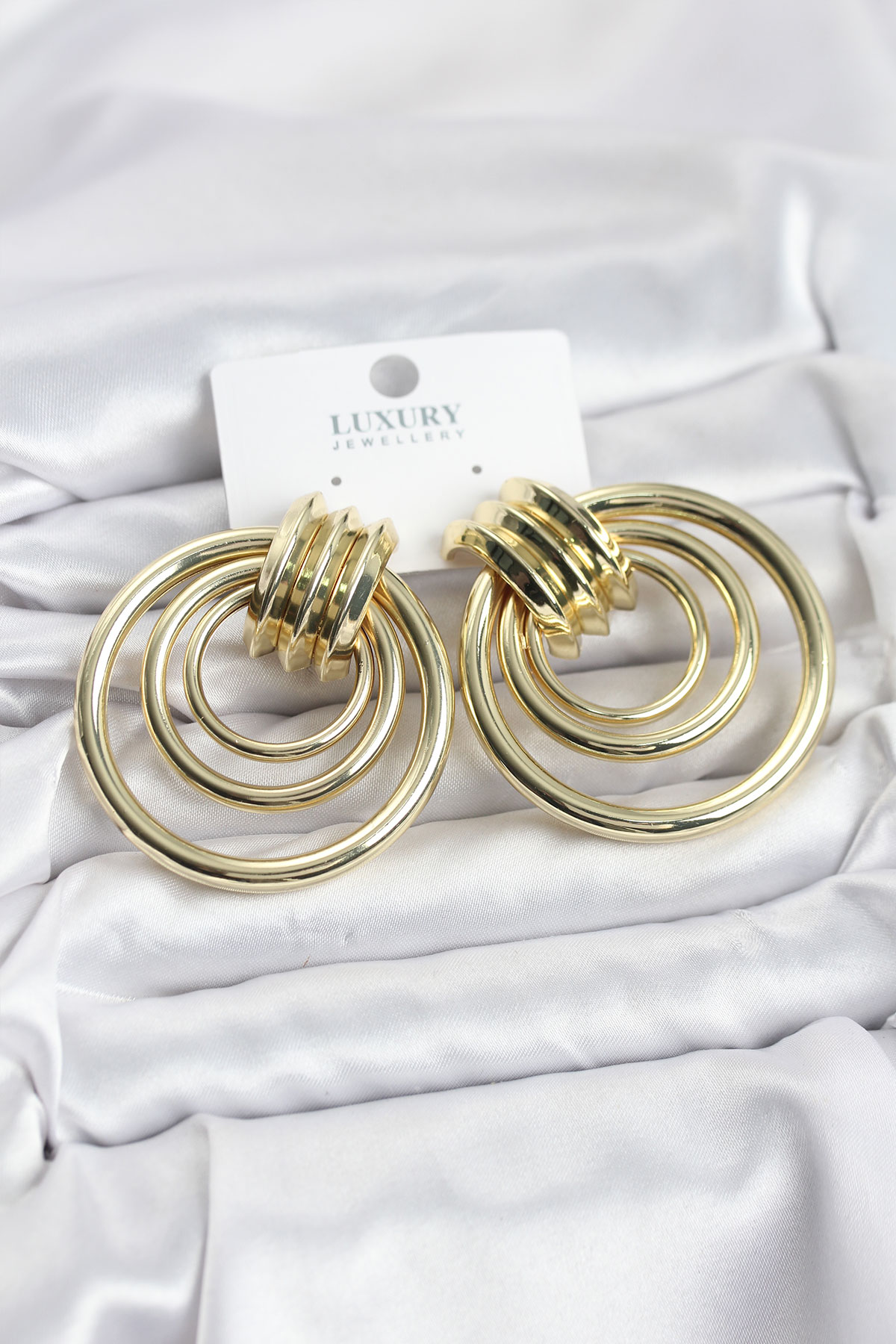 Pirinç Gold Renk Halka Model Vintage Kadın Küpe - TJ-BKP11629