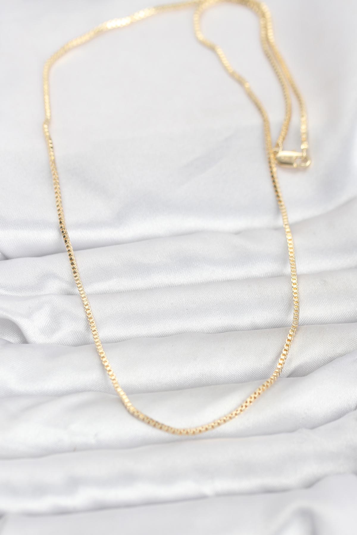 CM 14K Gold Renk Kare Zincirli Model 60 cm Kadın Kolye - TJ-BKO10941